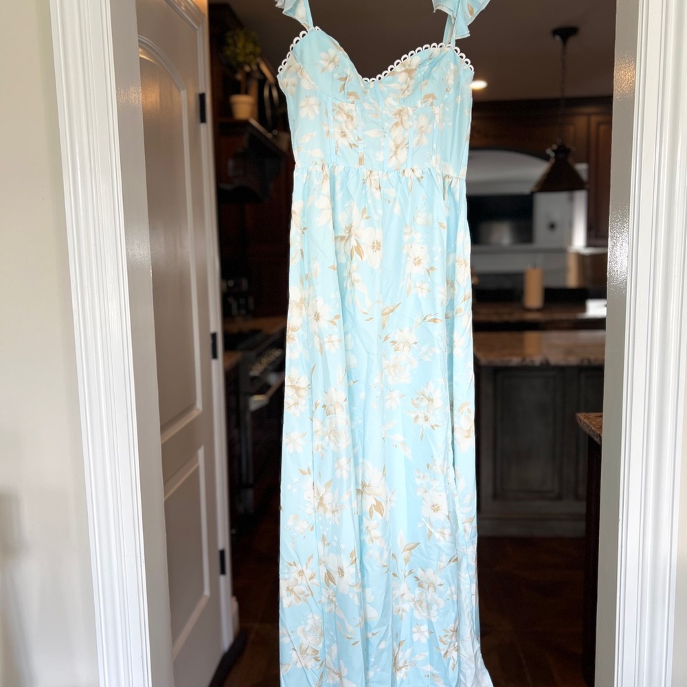 Floral Maxi Dress with Ruffle Straps